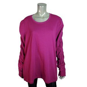 Vero Moda Yola Long Sleeve Blouse 3X‎ 100% Organic Cotton Stretch Pink NWT